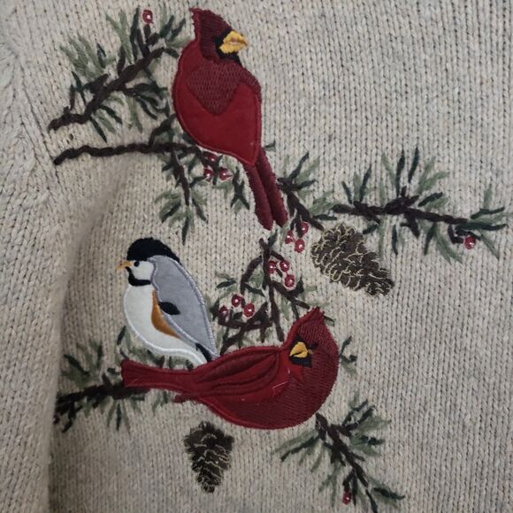 Croft & Barrow Bird Embroidered Full Zip Cardigan Cottagecore Ramie Silk XL‎ - Picture 6 of 13